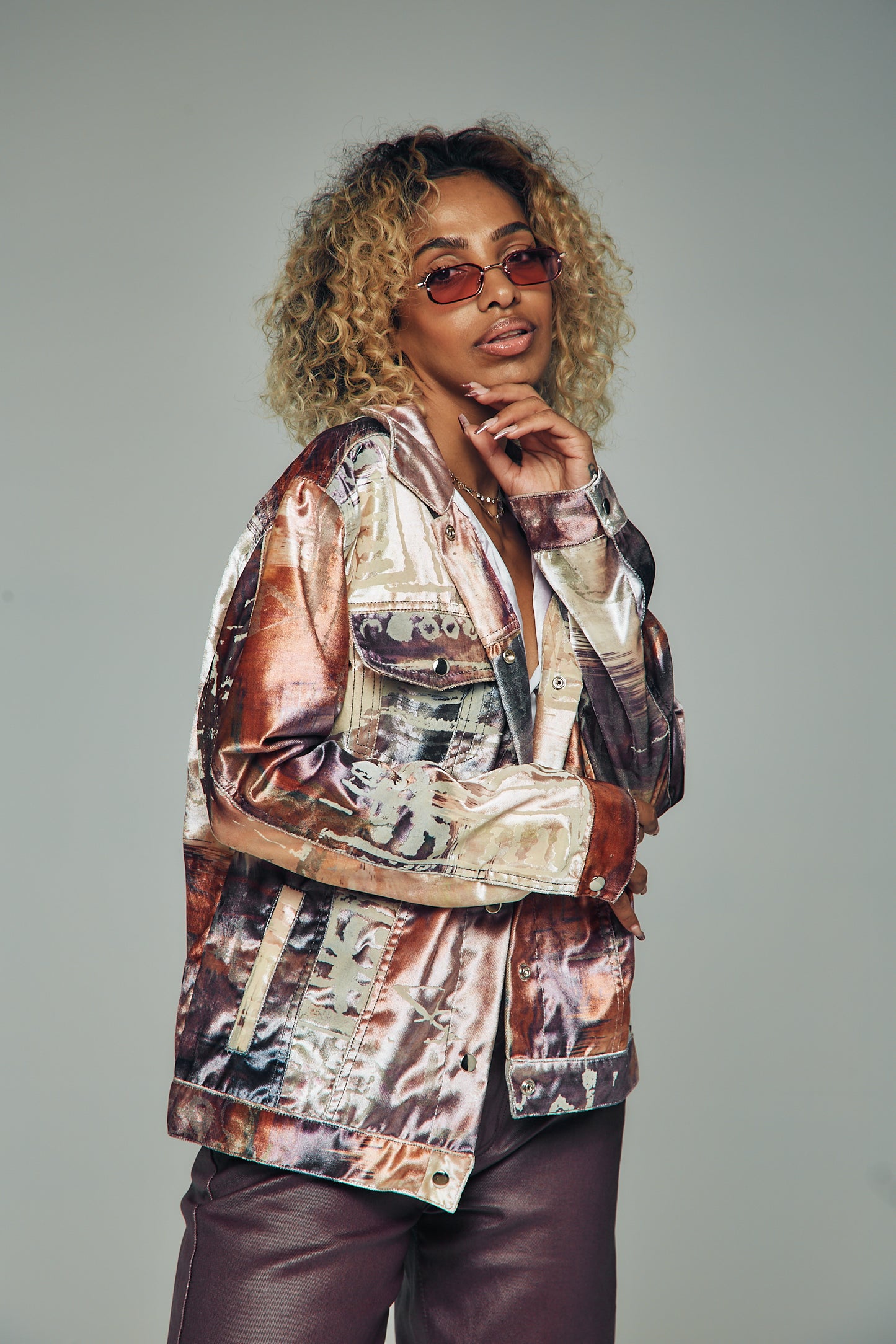 EMBOSSED VELVET LINT JACKET